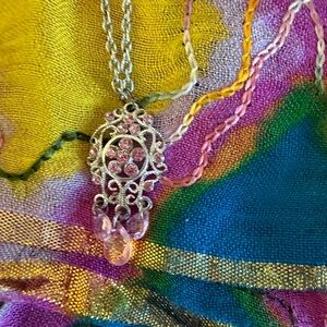 Elegant Pink Crystal Pendant Necklace